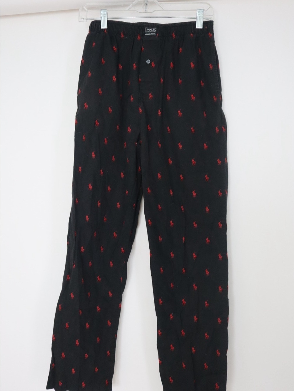 Ralph Lauren Black Lounge Pants with Red Pony Motif